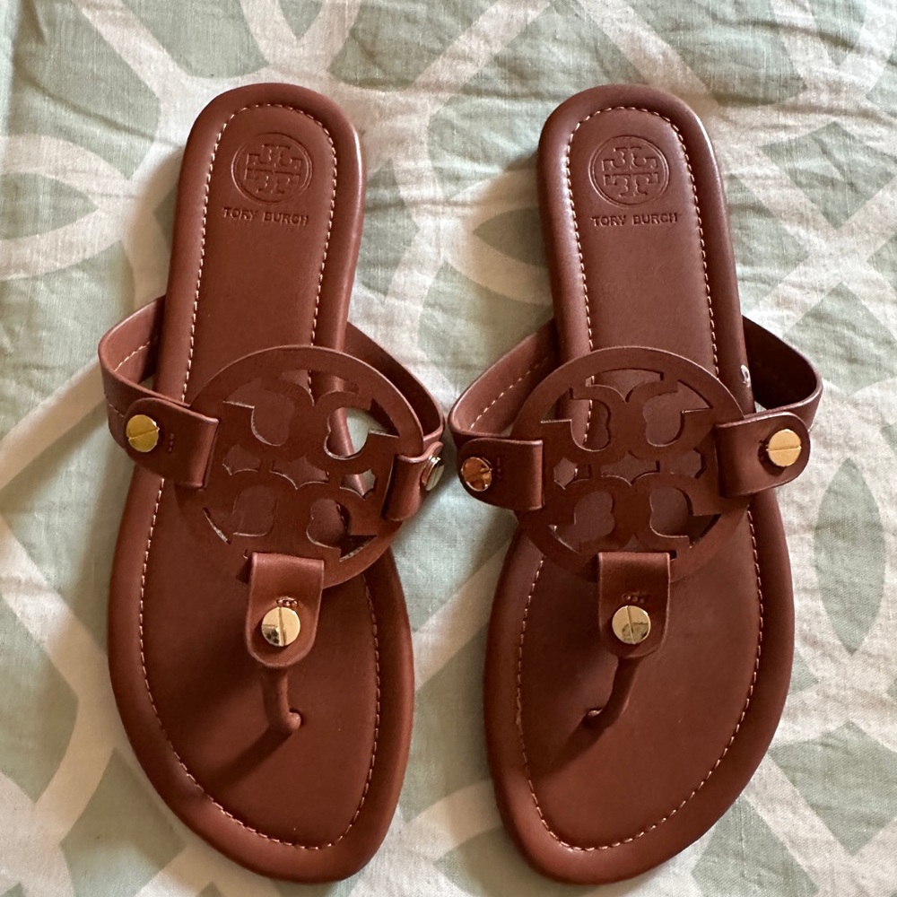 Tory Burch Cognac Leather Sandals